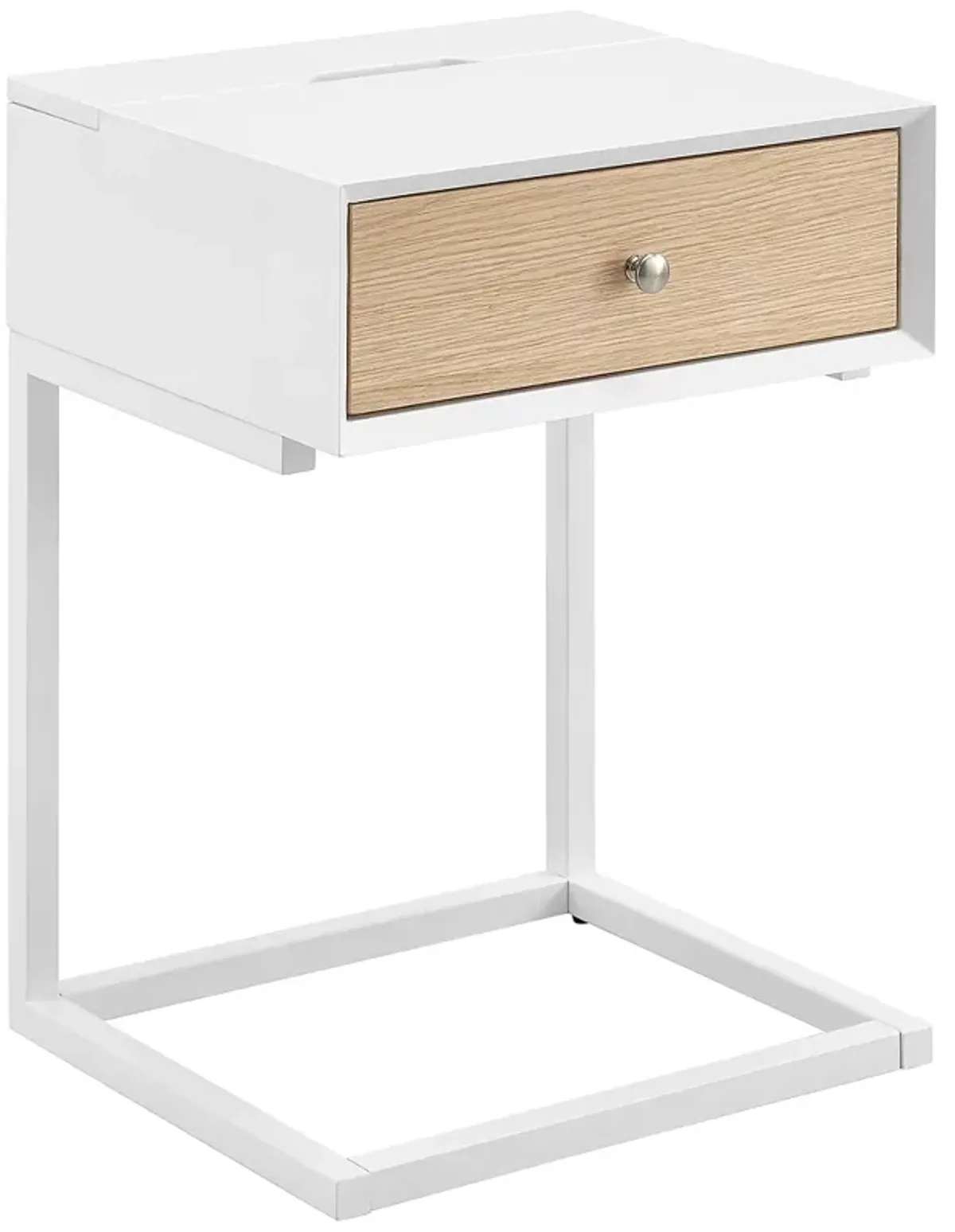 Daeg 18"W White 1-Drawer Smart Side Table with USB Outlet