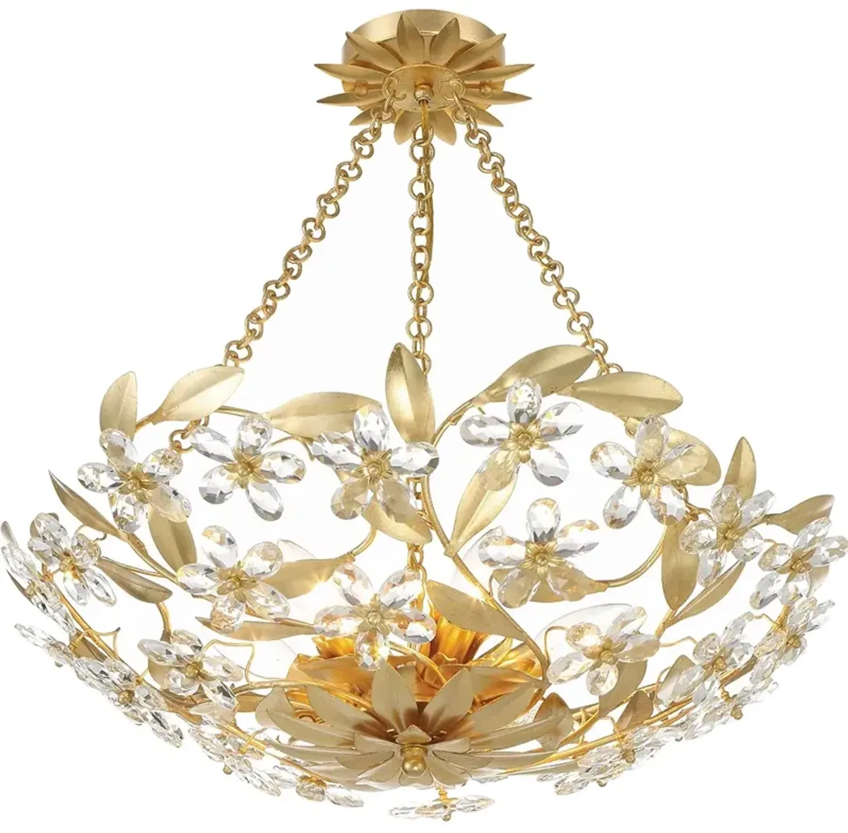 Crystorama Marselle 6 Light Antique Gold Semi Flush Mount