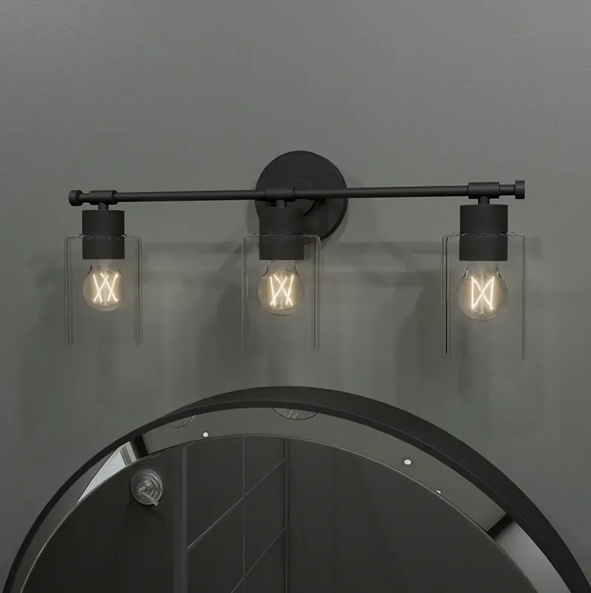 Caputo 3-Light Matte Black Bath Light