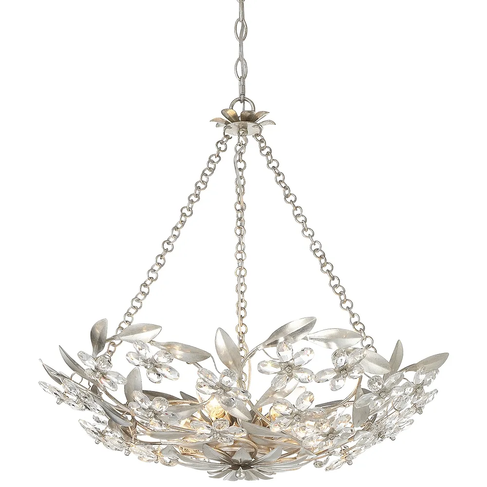 Crystorama Marselle 6 Light Antique Silver Chandelier