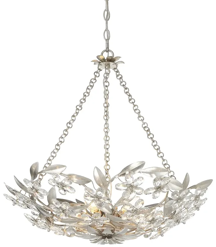 Crystorama Marselle 6 Light Antique Silver Chandelier