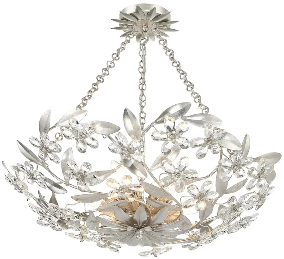 Crystorama Marselle 6 Light Antique Silver Semi Flush Mount