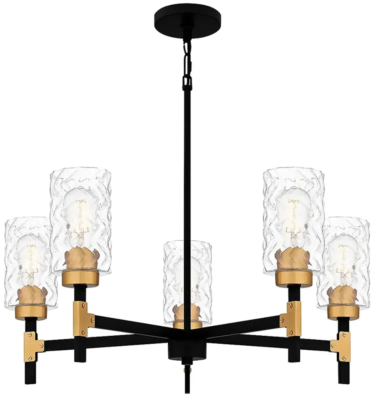 Quoizel Carly 28" Wide 5-Light Matte Black and Glass Modern Chandelier