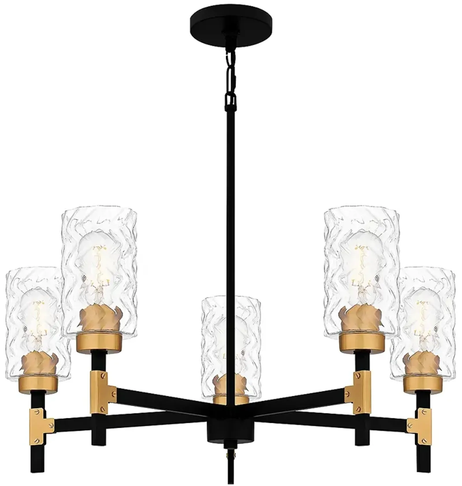 Quoizel Carly 28" Wide 5-Light Matte Black and Glass Modern Chandelier