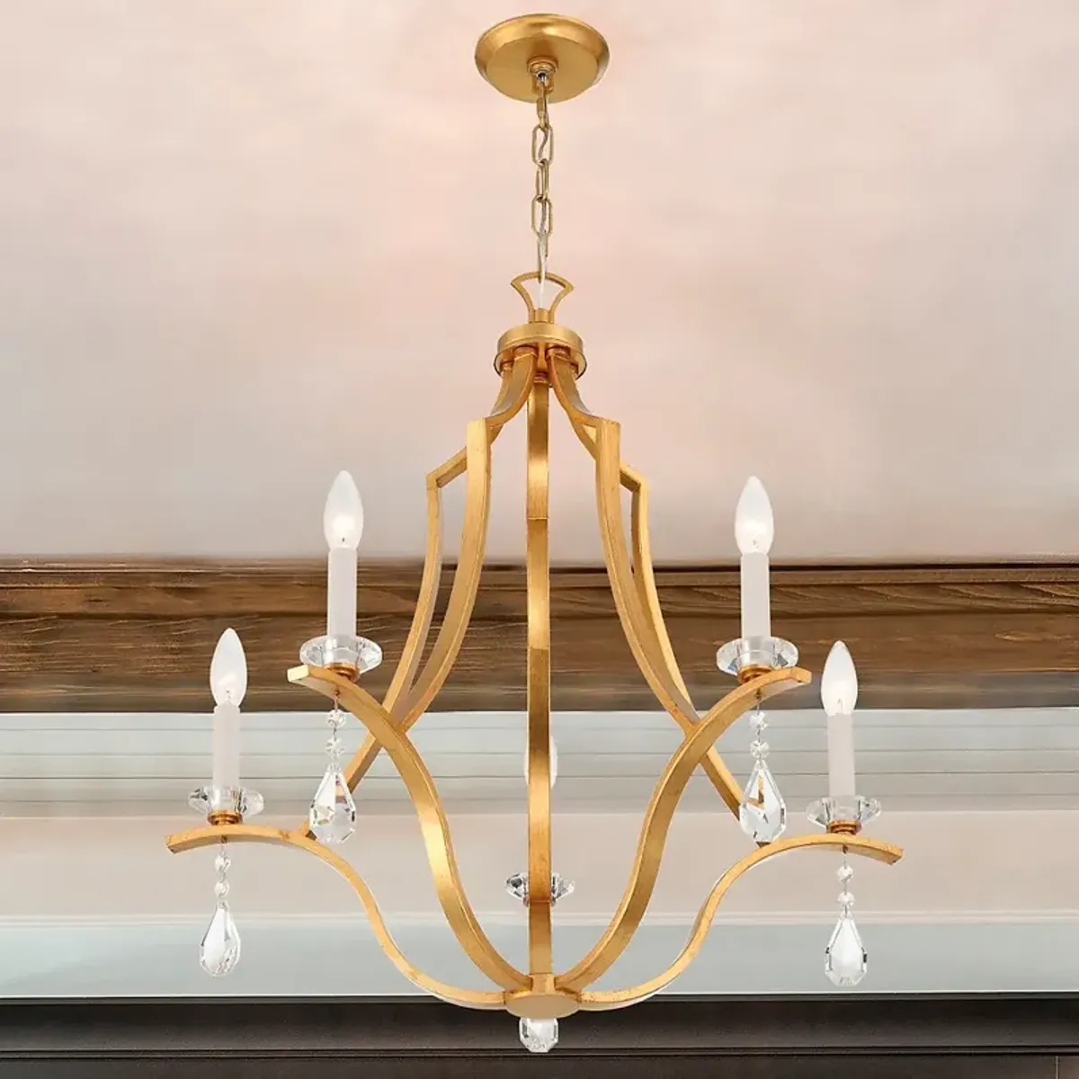 Crystorama Perry 5 Light Antique Gold Chandelier