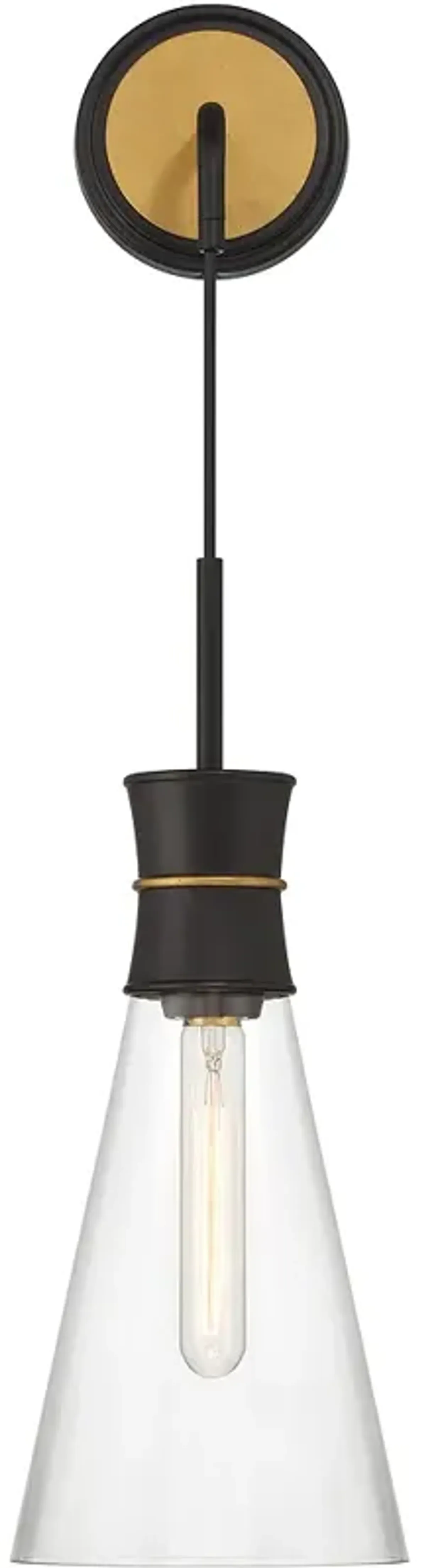 Crystorama Quinn 1 Light Matte Black + Textured Gold Sconce