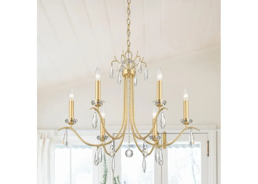 Crystorama Rollins 6 Light Antique Gold Chandelier