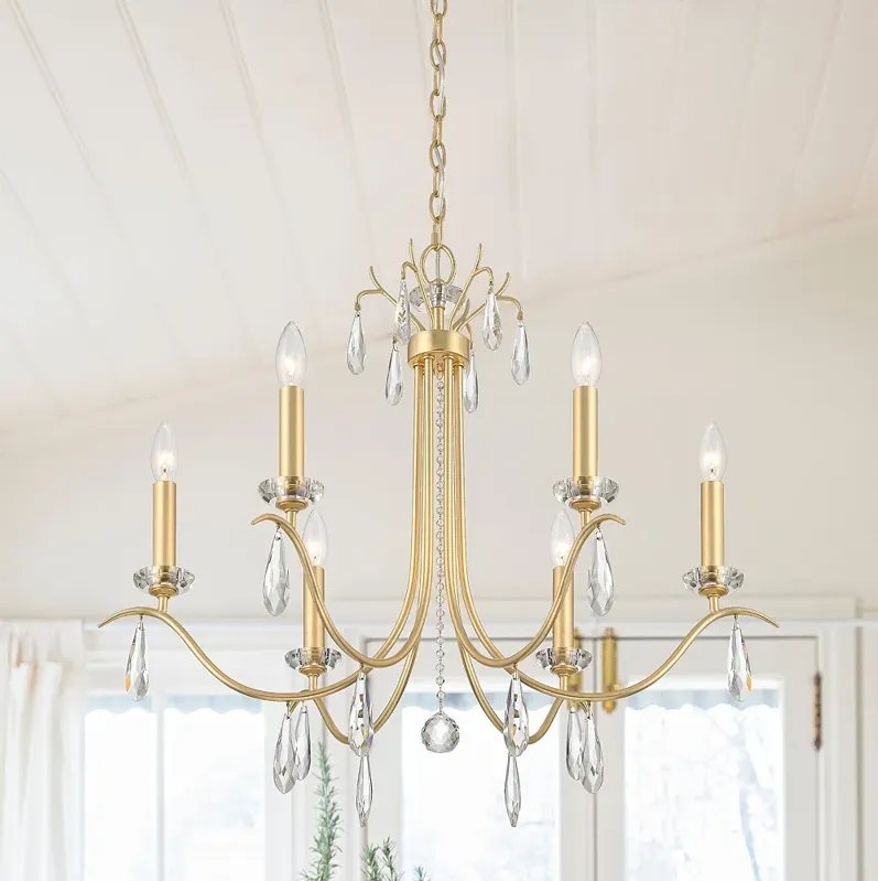 Crystorama Rollins 6 Light Antique Gold Chandelier