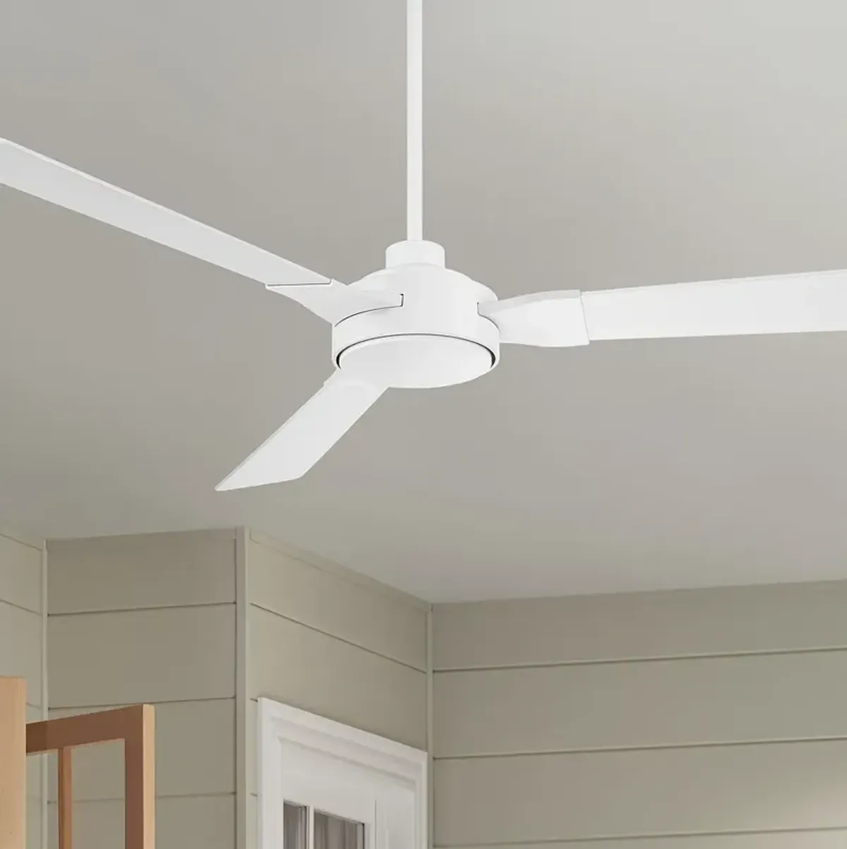 60" Casa Vieja Invictus Matte White Damp Ceiling Fan with Remote