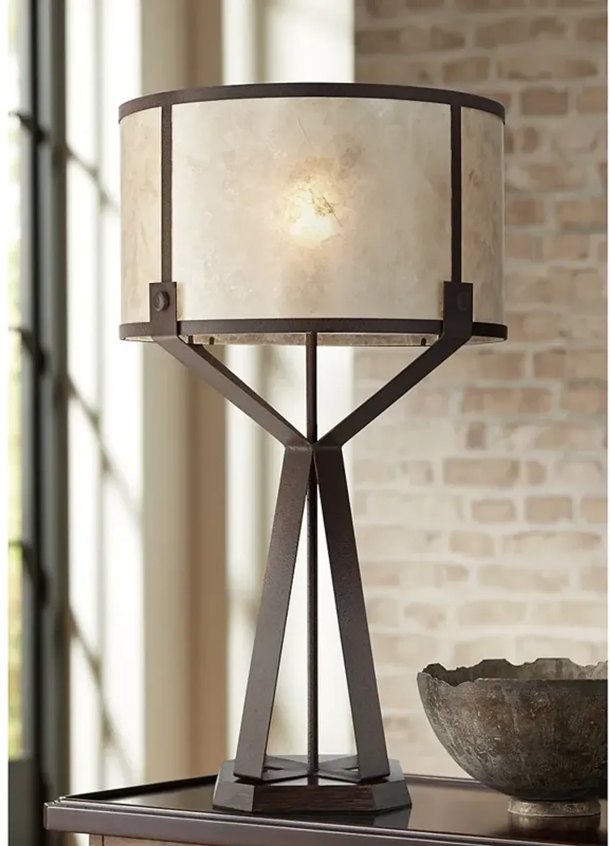 Pacific Coast Lighting Industrial Rust Metal with Mica Shade Table Lamp