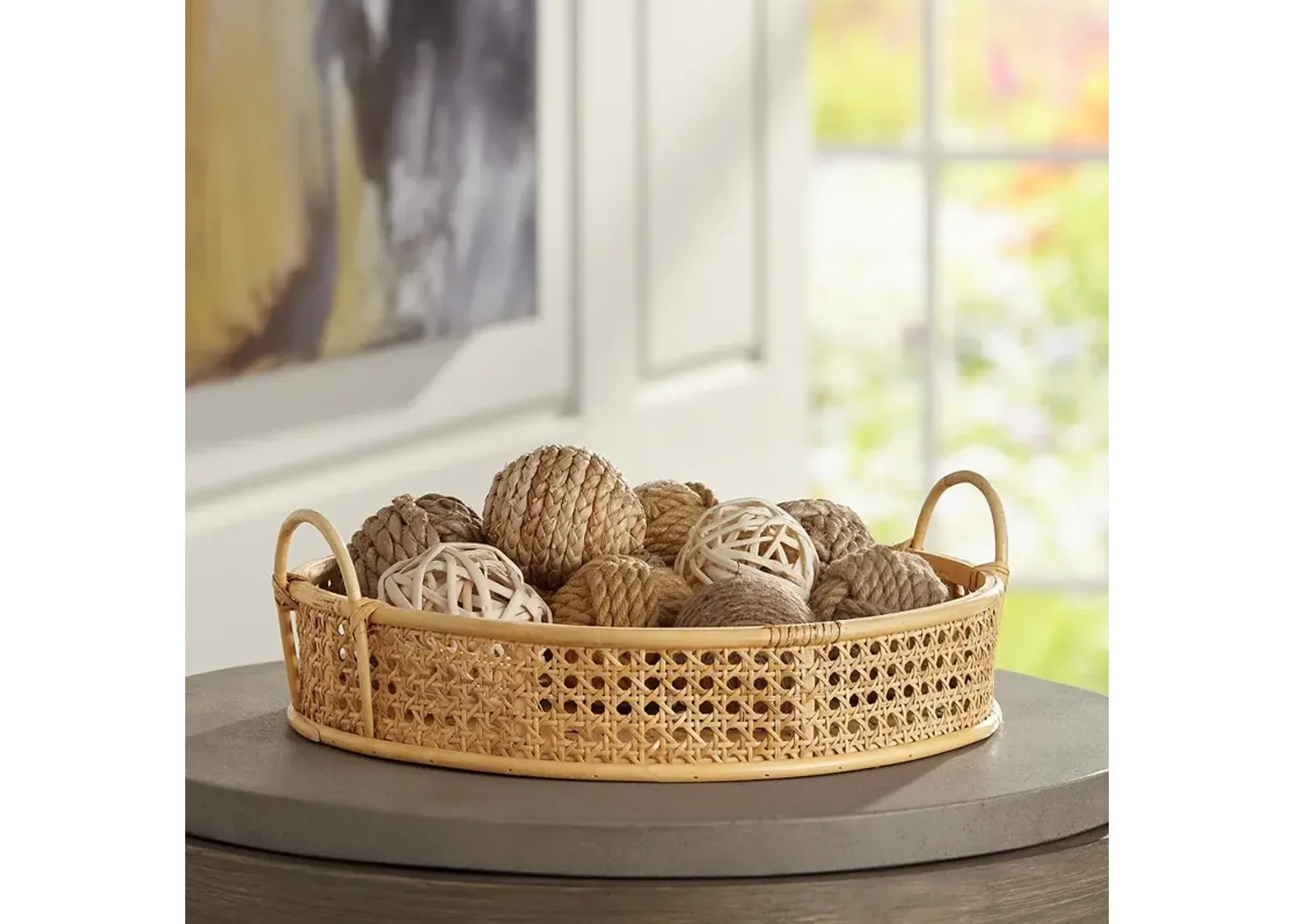 Cayuga Matte Natural Bamboo Round Decorative Tray