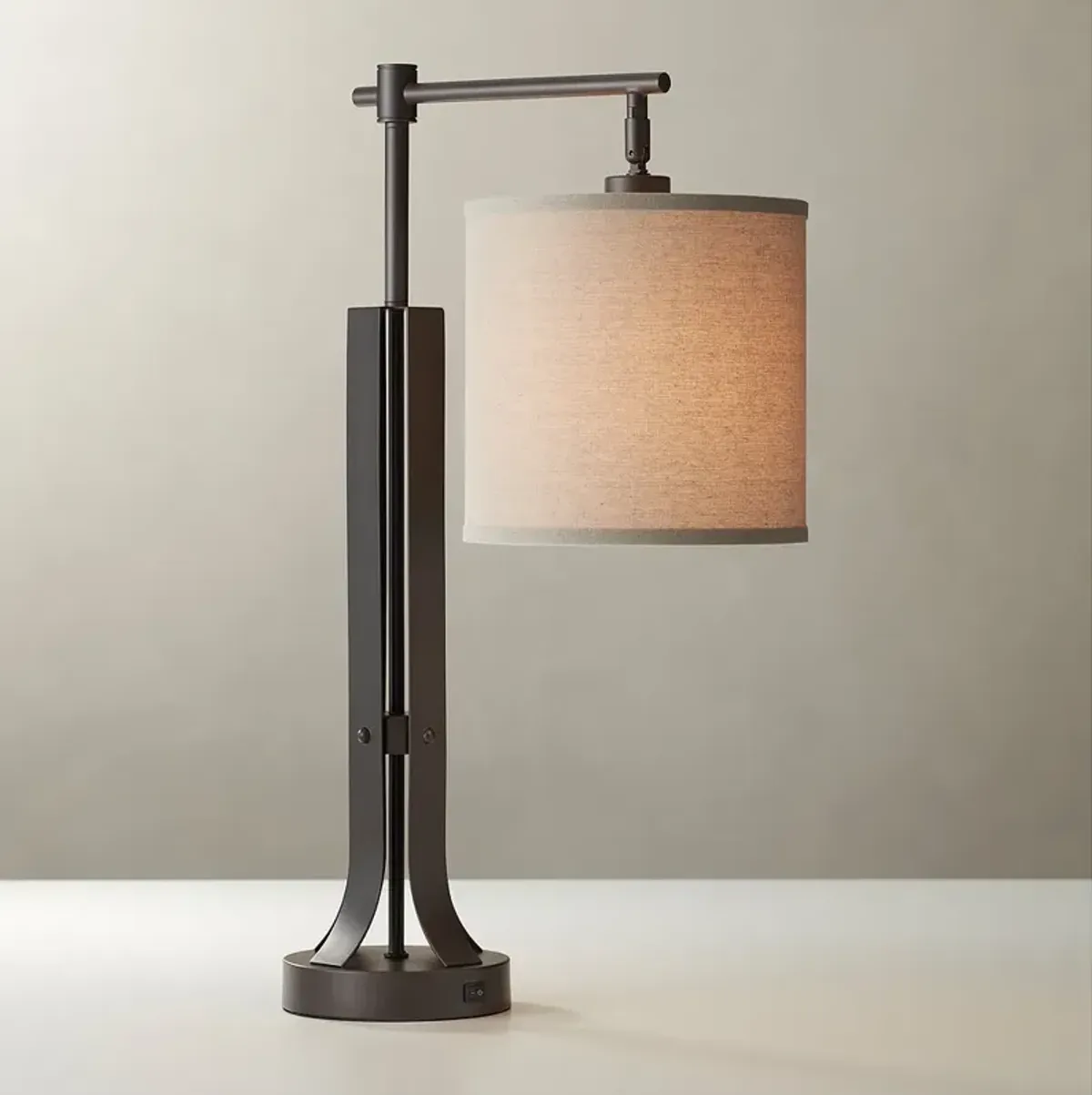 Franklin Iron Works Albany 29" High Offset Light USB Desk Lamp