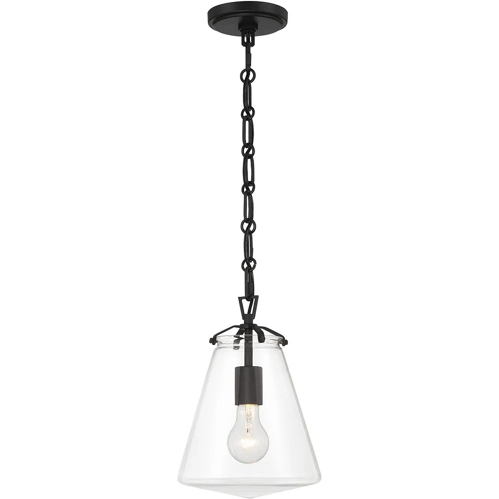 Crystorama Voss 1 Light Matte Black Mini Pendant