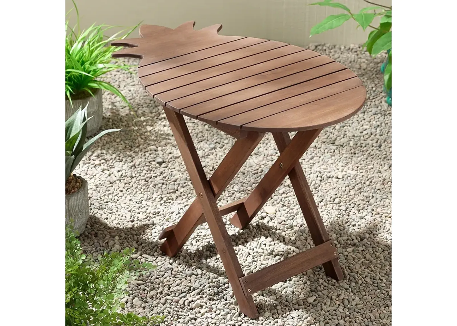 Monterey Pineapple Natural Wood Outdoor Folding Table