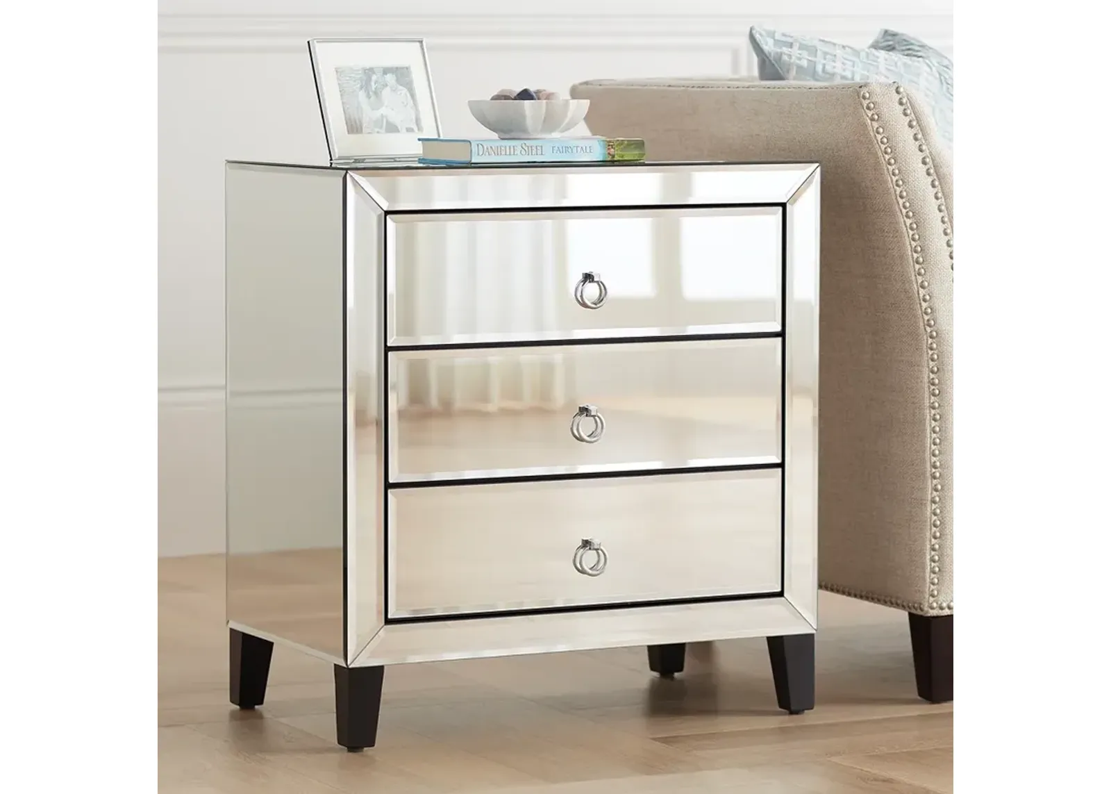 Bentley Beveled Mirrored 3-Drawer Chest