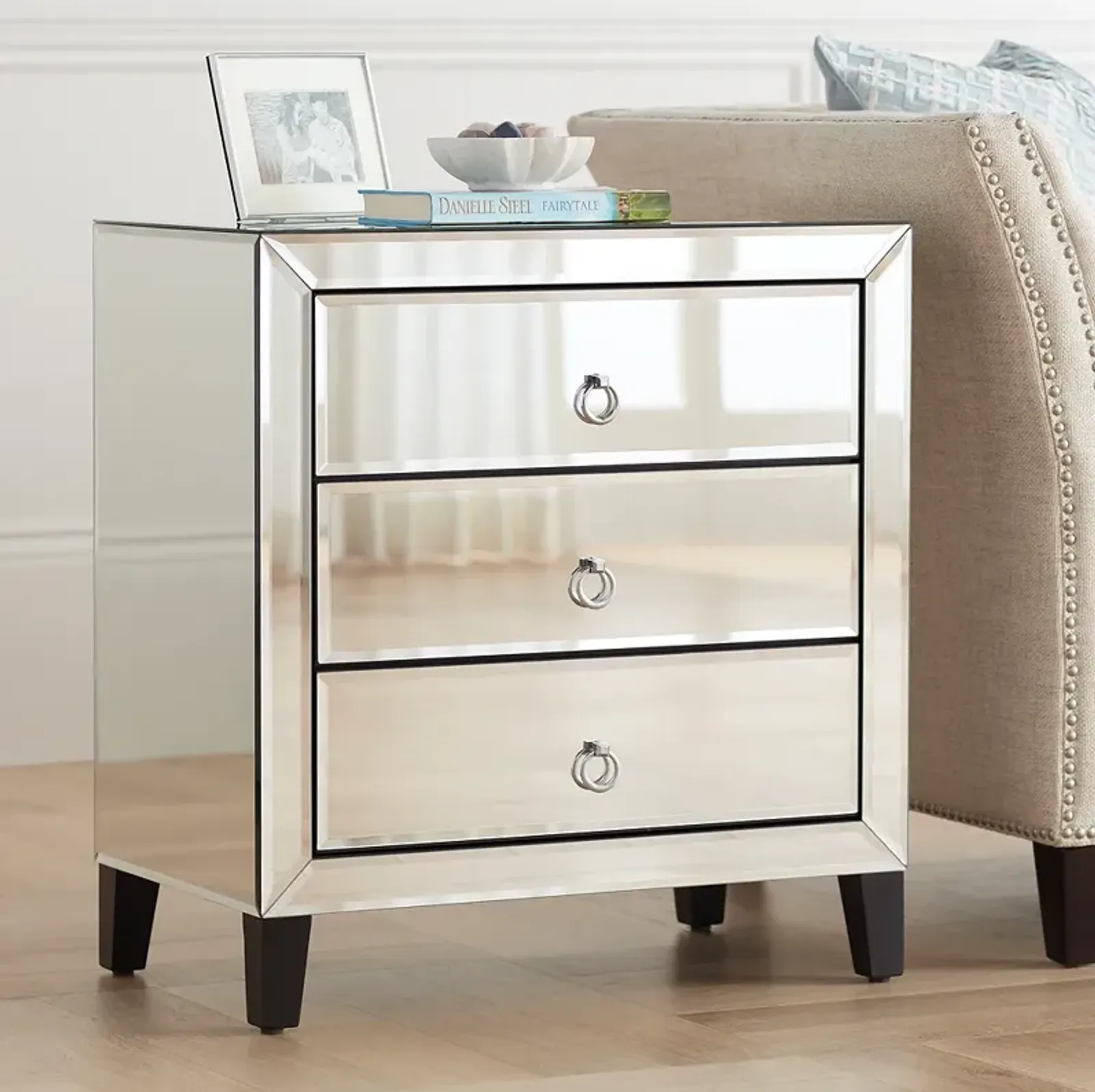 Bentley Beveled Mirrored 3-Drawer Chest