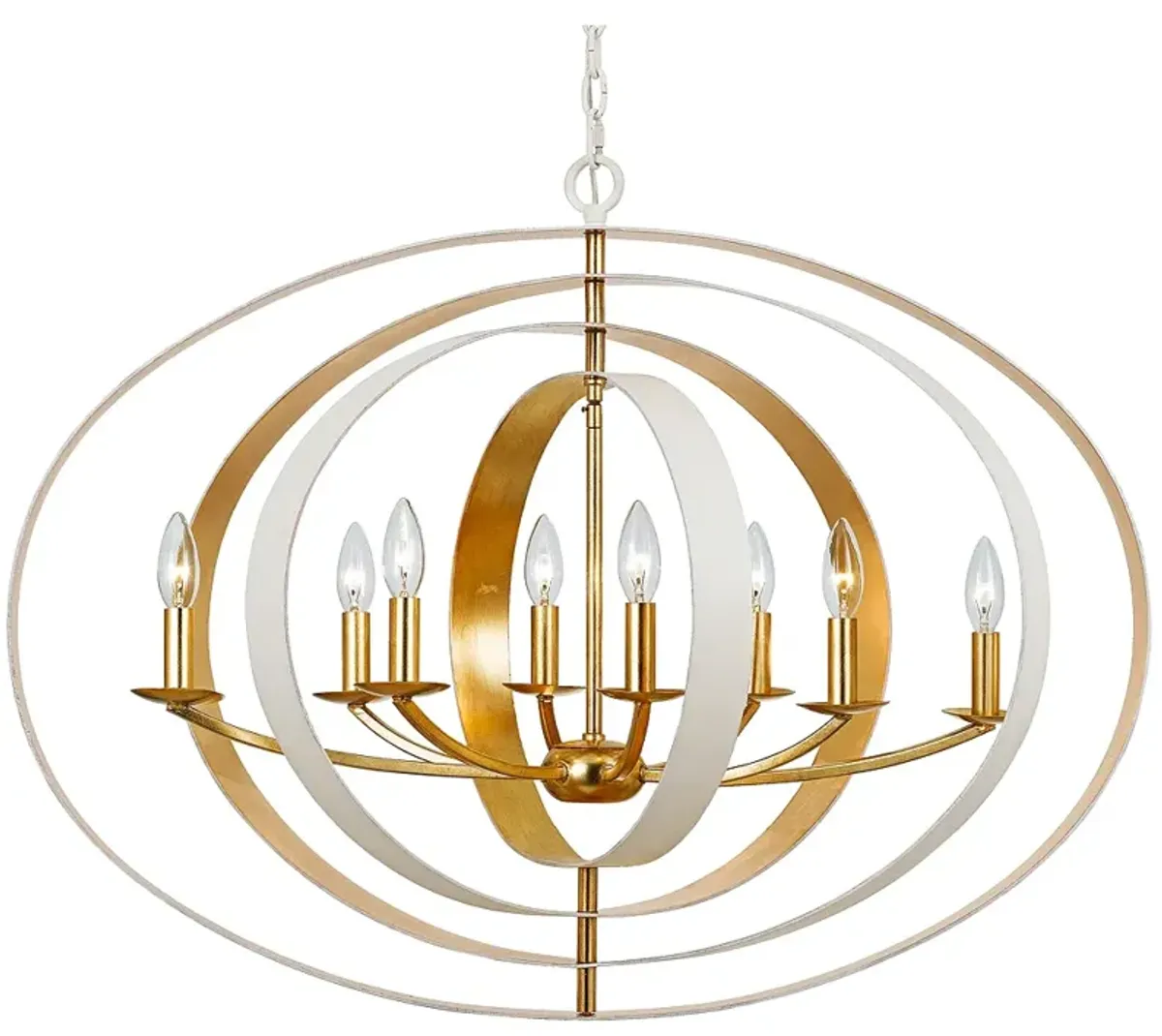 Crystorama Luna 36"W Matte White and Gold 8-Light Chandelier