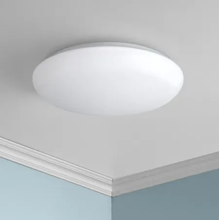 Possini Euro 11" Wide Shallow Flushmount White LED Ceiling Light