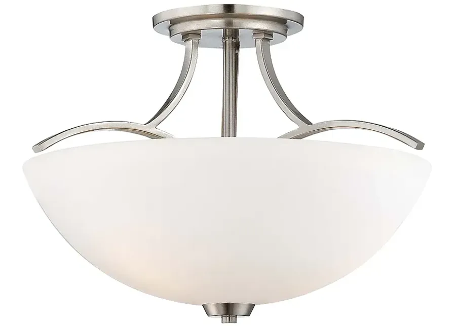 Overland Park 16 1/2"W Brushed Nickel 3-Light Ceiling Light