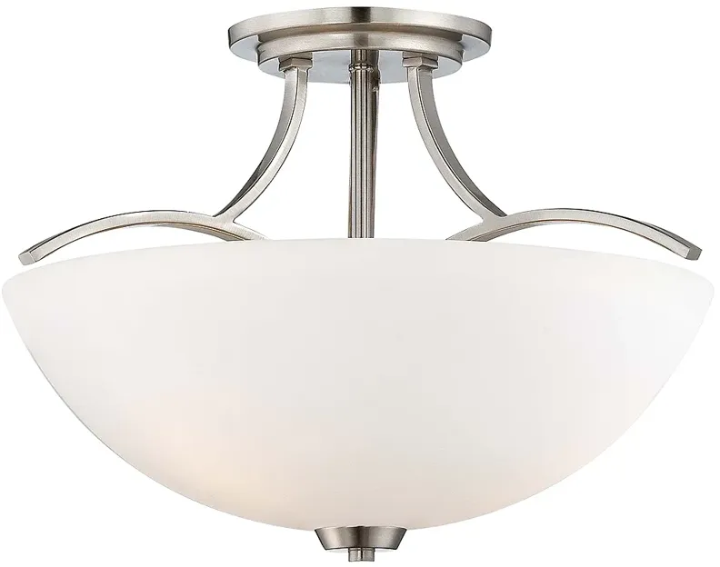 Overland Park 16 1/2"W Brushed Nickel 3-Light Ceiling Light