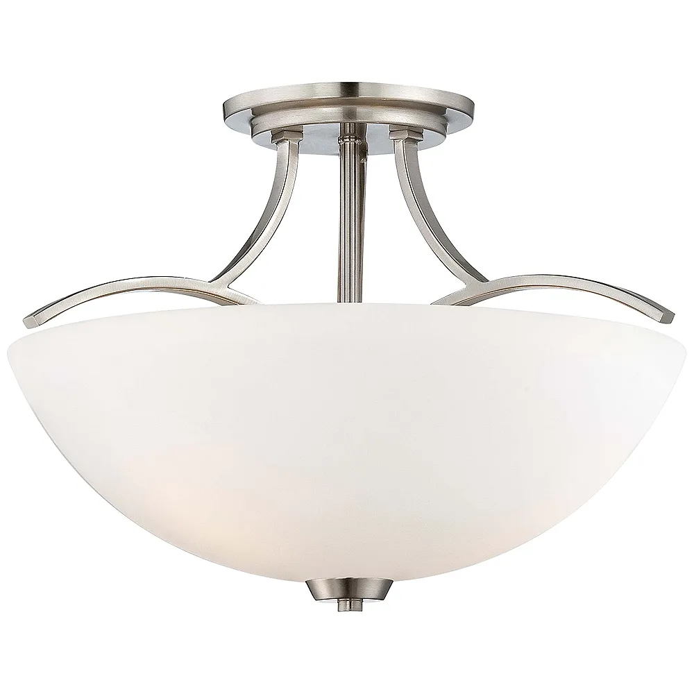 Overland Park 16 1/2"W Brushed Nickel 3-Light Ceiling Light