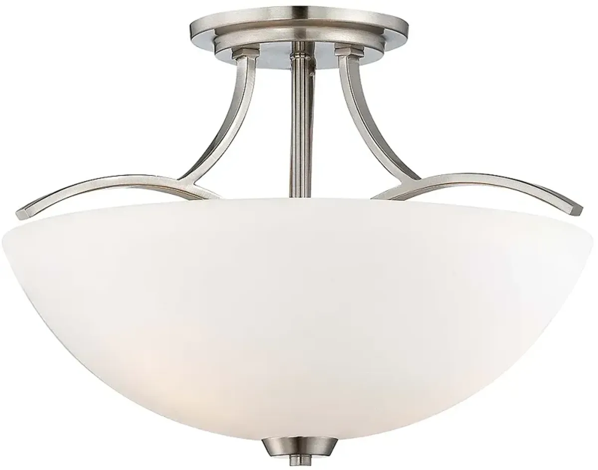 Overland Park 16 1/2"W Brushed Nickel 3-Light Ceiling Light