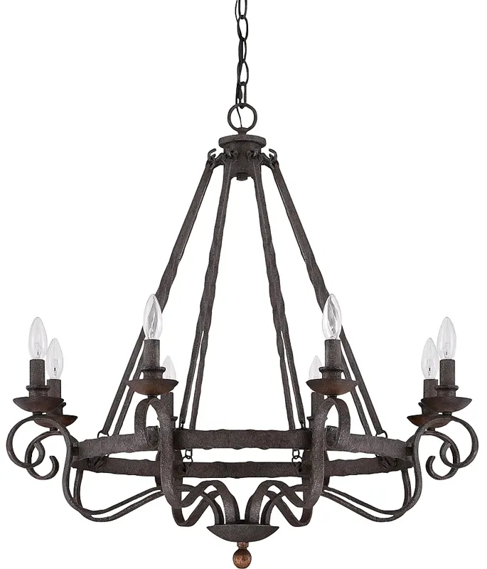 Quoizel Noble 32" Wide Rustic Black Metal 8-Light Chandelier