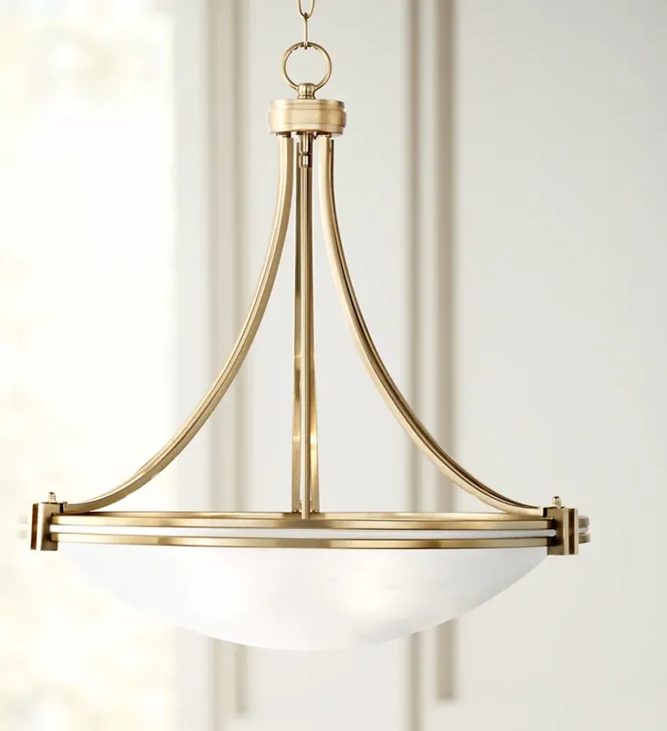 Possini Euro Deco 21 1/2" Wide Warm Brass Glass Bowl 3-Light Pendant