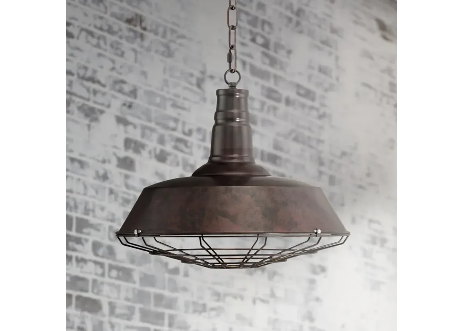 Franklin Iron Tiedra Bronze 18 1/4" Wide Industrial Cage Pendant Light