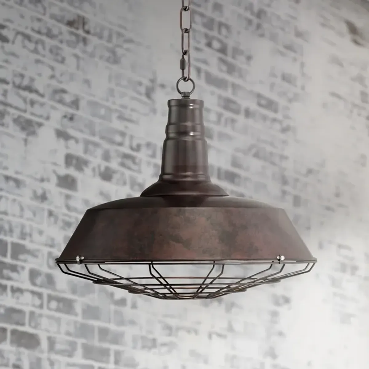 Franklin Iron Tiedra Bronze 18 1/4" Wide Industrial Cage Pendant Light