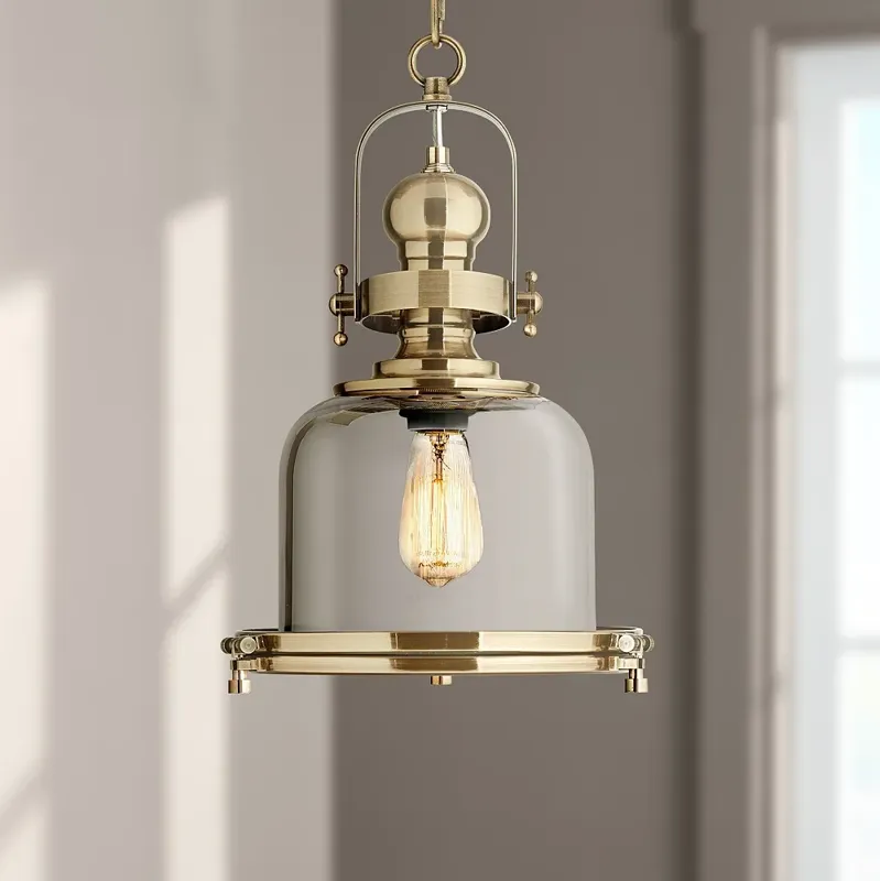 Possini Euro Elida 11" Wide Brass and Chrome Glass Mini Pendant Light