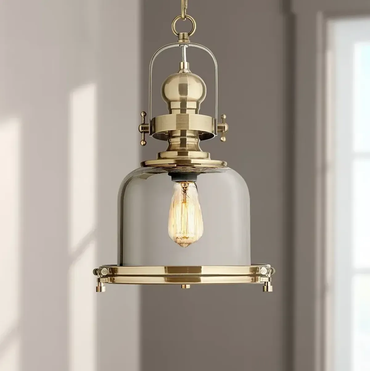 Possini Euro Elida 11" Wide Brass and Chrome Glass Mini Pendant Light