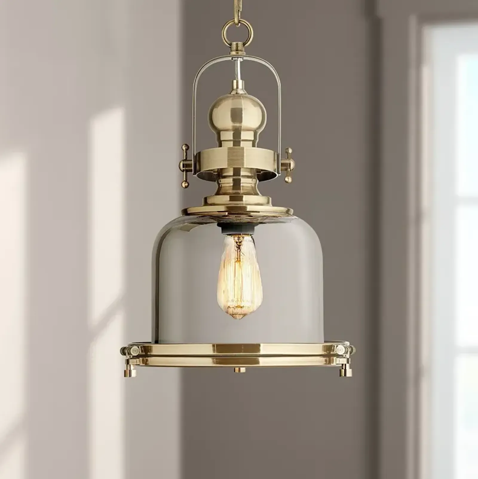 Possini Euro Elida 11" Wide Brass and Chrome Glass Mini Pendant Light