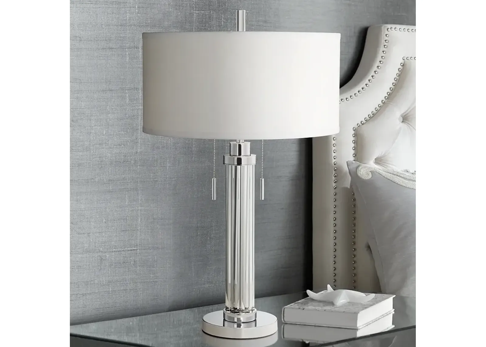 Possini Euro Cadence 30" Modern Glass Column Table Lamp