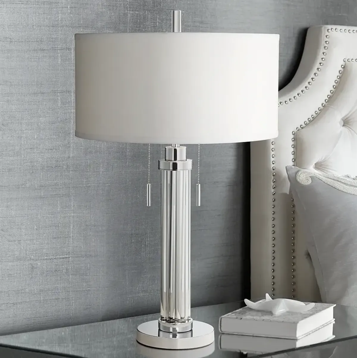 Possini Euro Cadence 30" Modern Glass Column Table Lamp