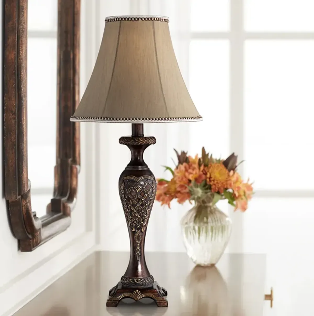 Regency Hill Hanna 23 1/2" Traditional Bronze Candlestick Table Lamp