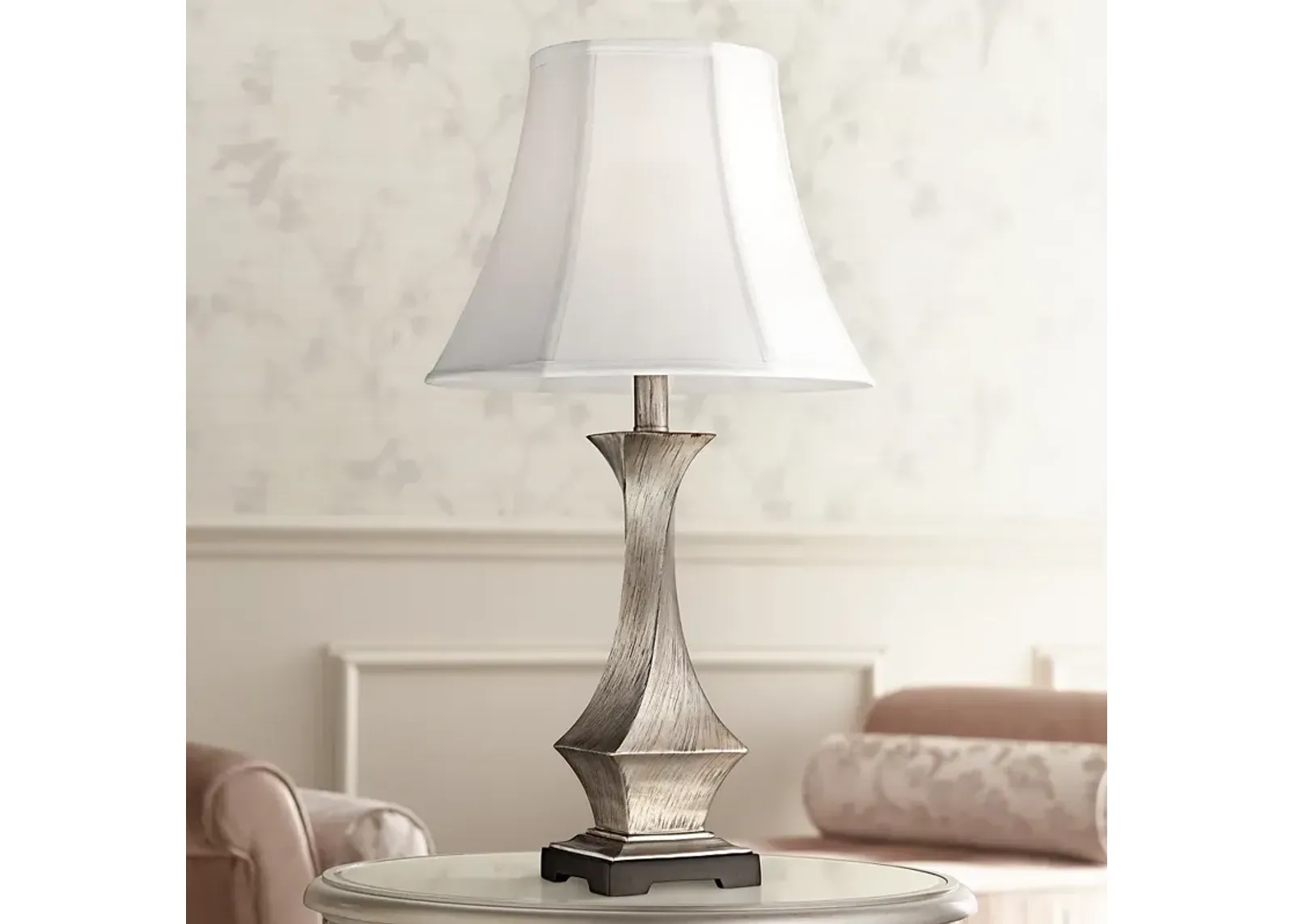 Regency Hill Lydia 24" Brushed Silver Leaf Twist Table Lamp