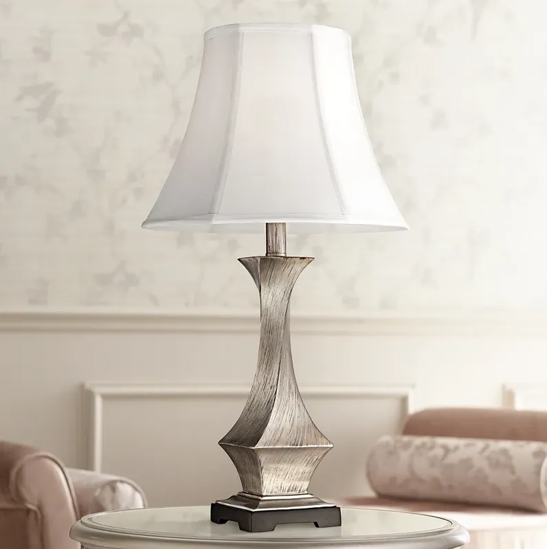 Regency Hill Lydia 24" Brushed Silver Leaf Twist Table Lamp