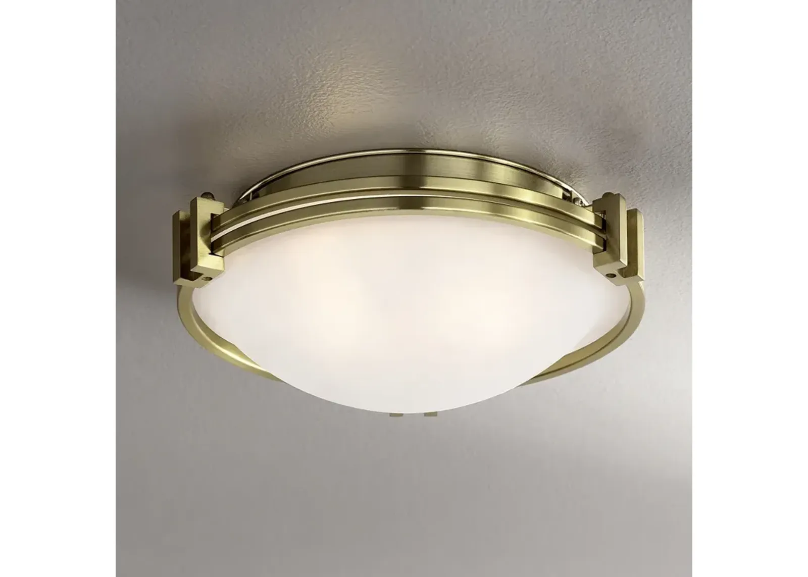 Possini Euro Deco 12 3/4" Wide Flushmount Warm Brass Ceiling Light