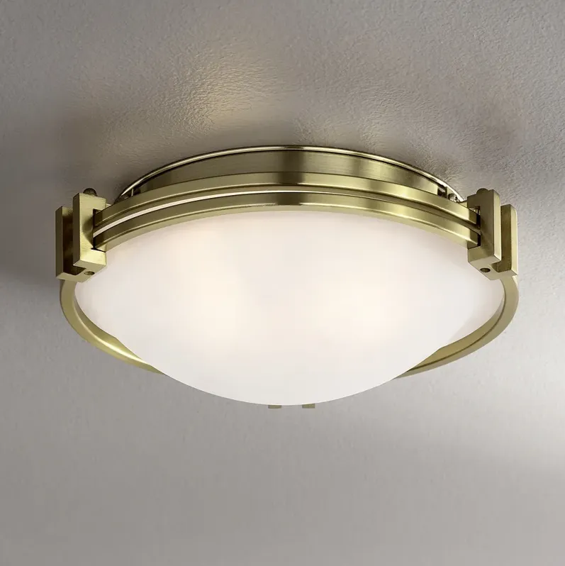 Possini Euro Deco 12 3/4" Wide Flushmount Warm Brass Ceiling Light