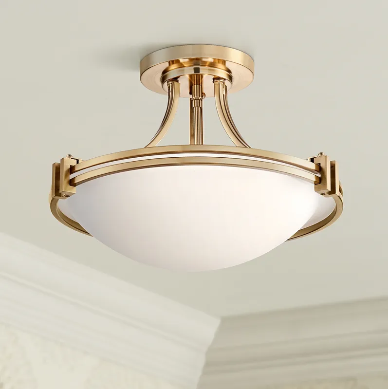 Possini Euro Deco 16" Wide Warm Brass Ceiling Light