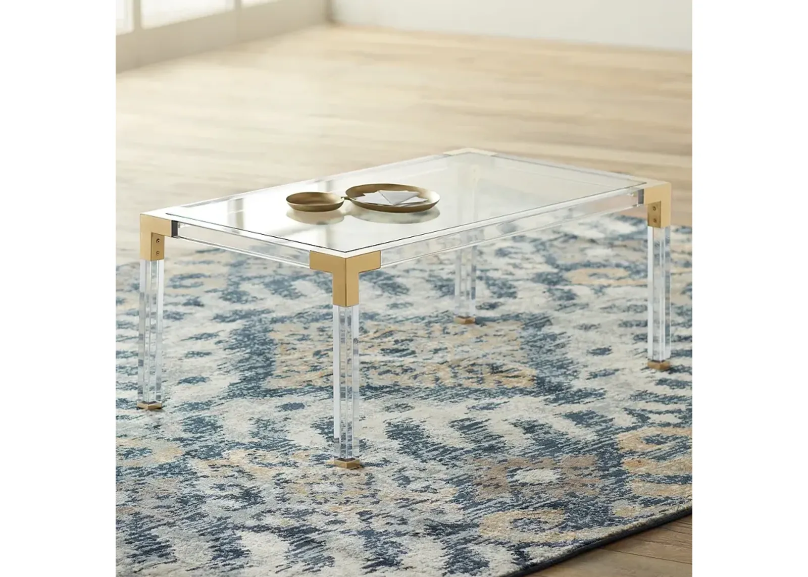 Hanna 42" Wide Rectangular Clear Acrylic Coffee Table