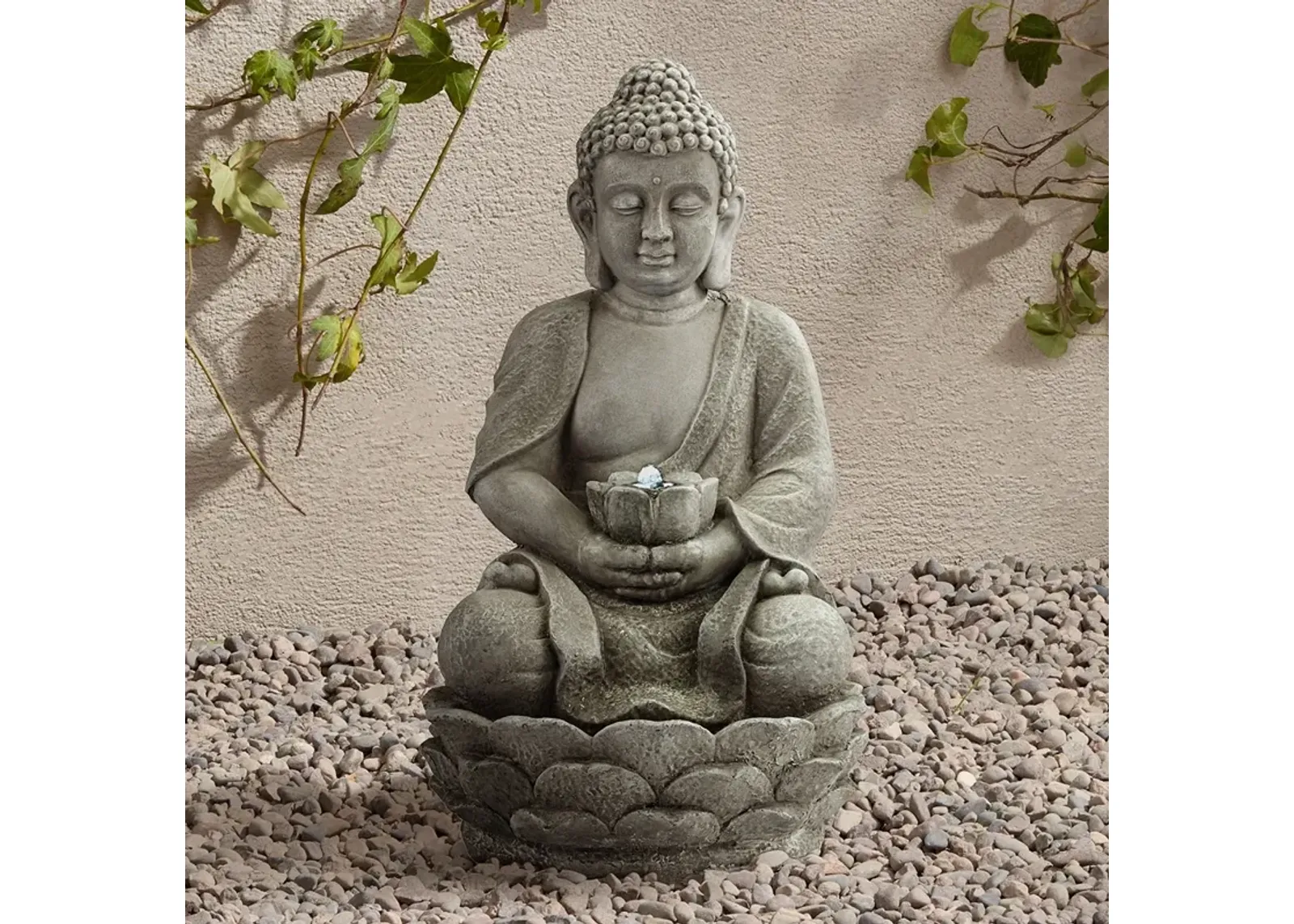 Sitting Buddha 22" High LED Faux Stone Outdoor Fountain