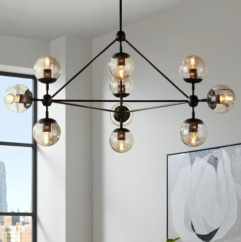 Possini Euro Gable 41 1/2" Wide Black 10-Light Modern Chandelier