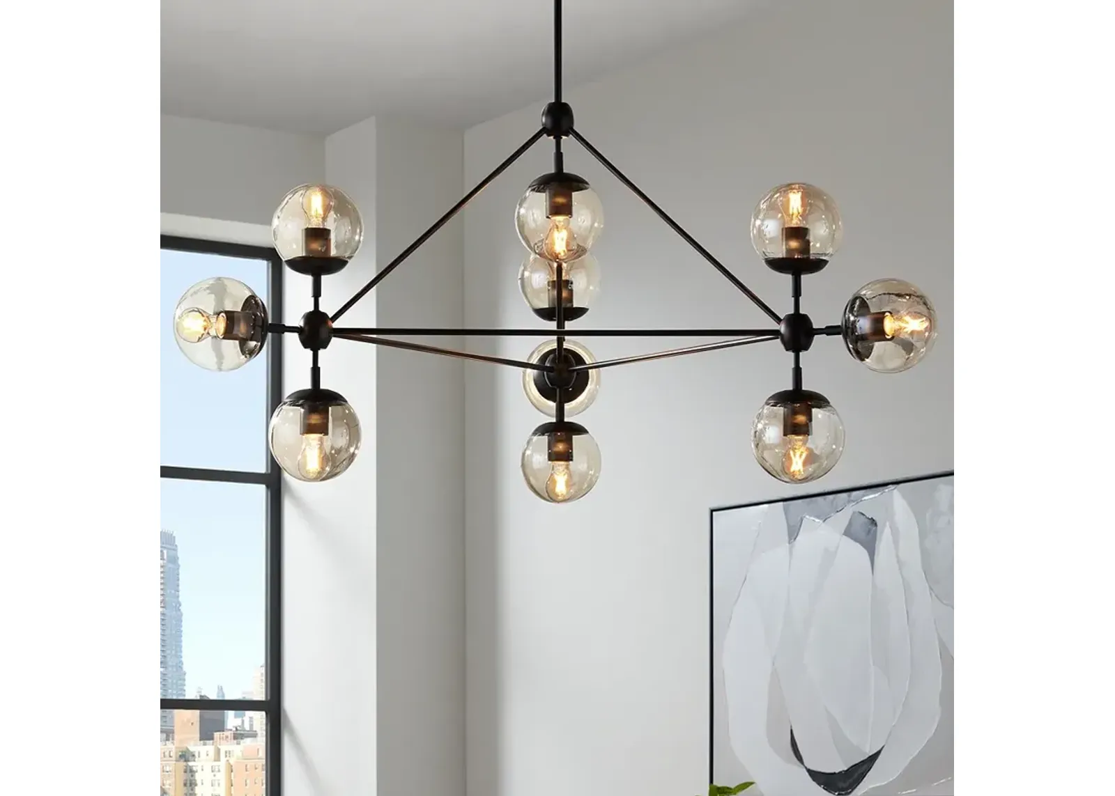 Possini Euro Gable 41 1/2" Wide Black 10-Light Modern Chandelier