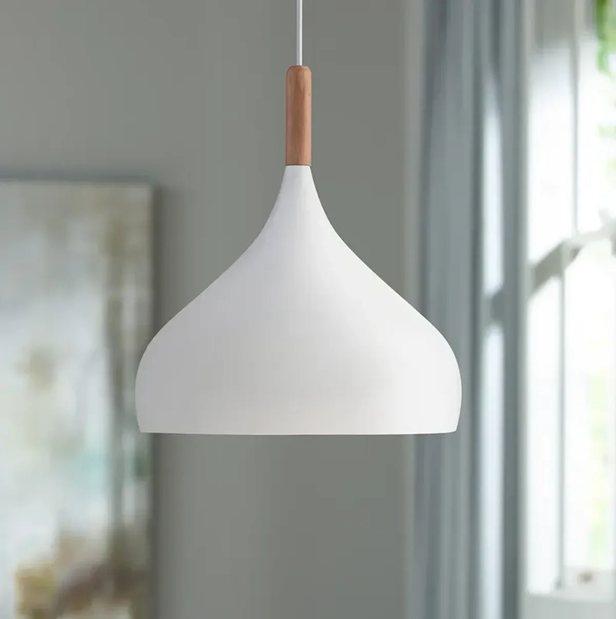 Possini Euro Felton 13" Wide White and Wood Modern Mini Pendant