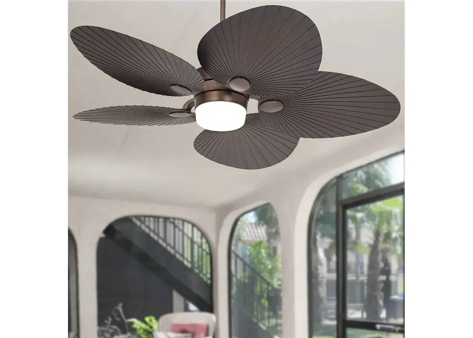 52" Casa Breeze Oil-Brushed Bronze LED Damp Ceiling Fan with Remote