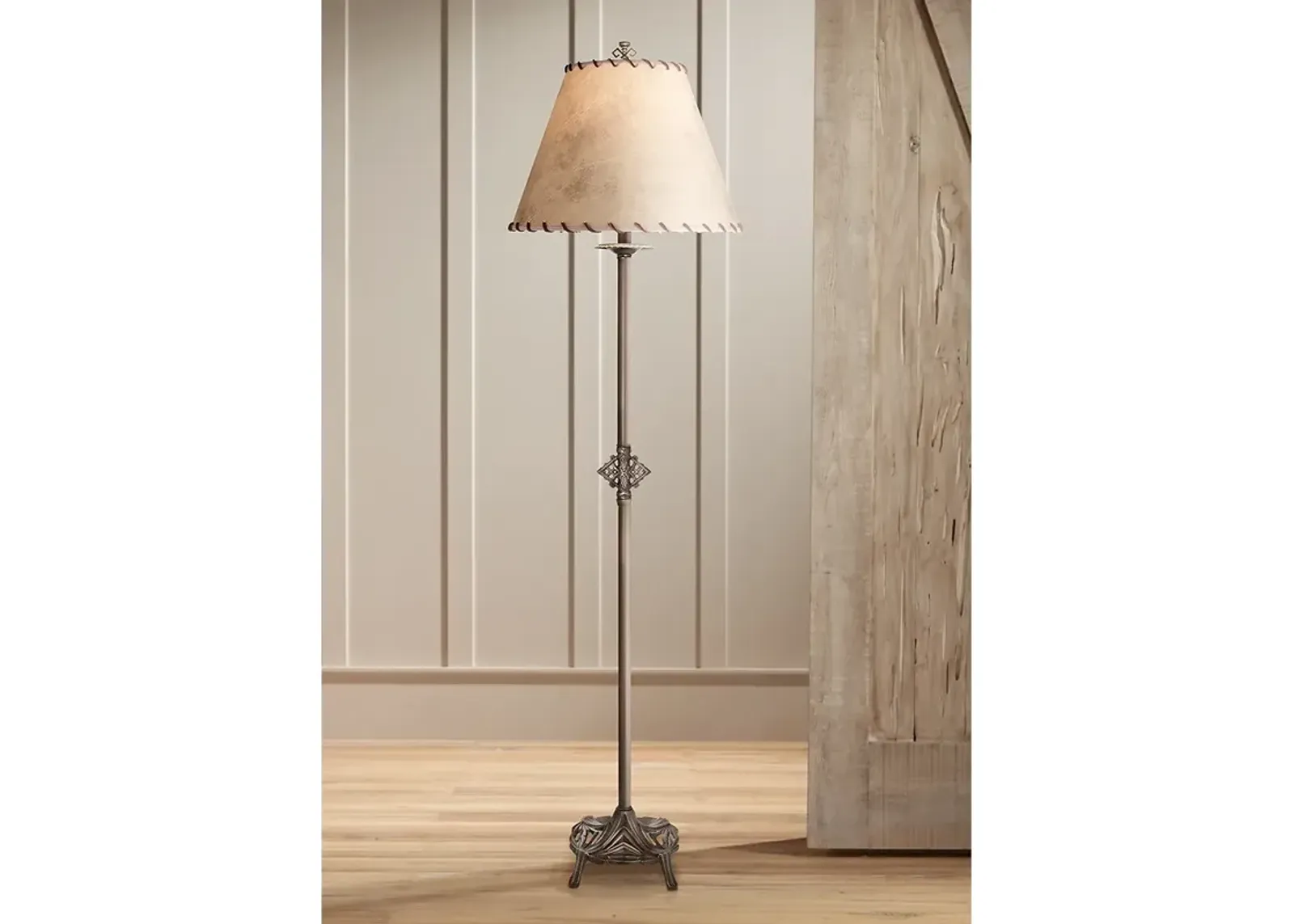 Stiffel Carson 64" Faux Leather Oxidized Bronze Rustic Floor Lamp