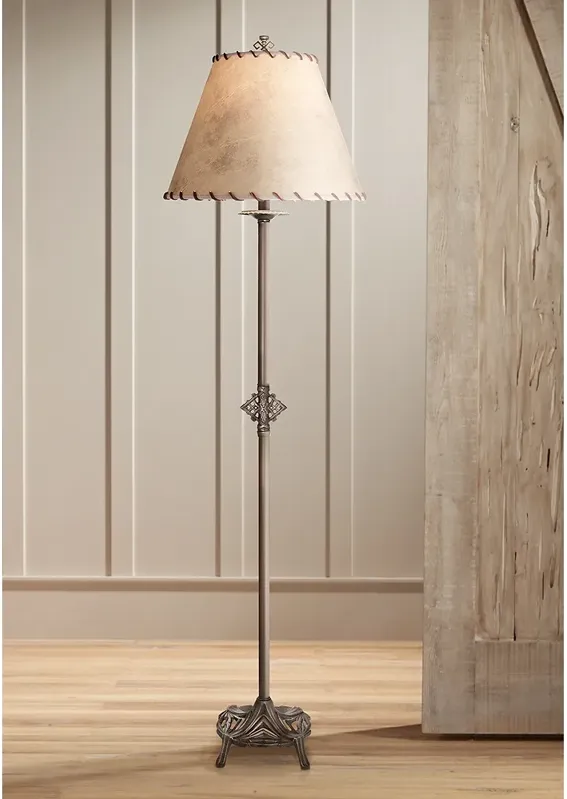 Stiffel Carson 64" Faux Leather Oxidized Bronze Rustic Floor Lamp