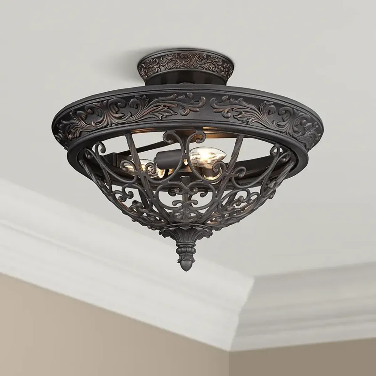 Franklin Iron French Scroll 16 1/2" Bronze Traditional Ceiling Light